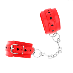Kink - Appareils-Poignets Rouges Avec Incrustation Coeur Noir Réglable 21-28 Cm X 5,5 Cm